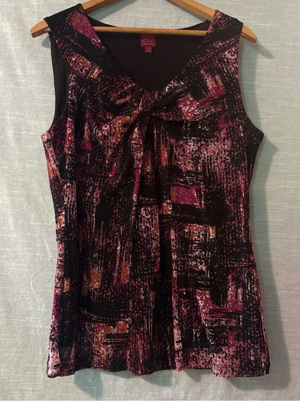 212 Collection Blouse Sleeveless Pullover Lined Black/Pink Women’s Sz M